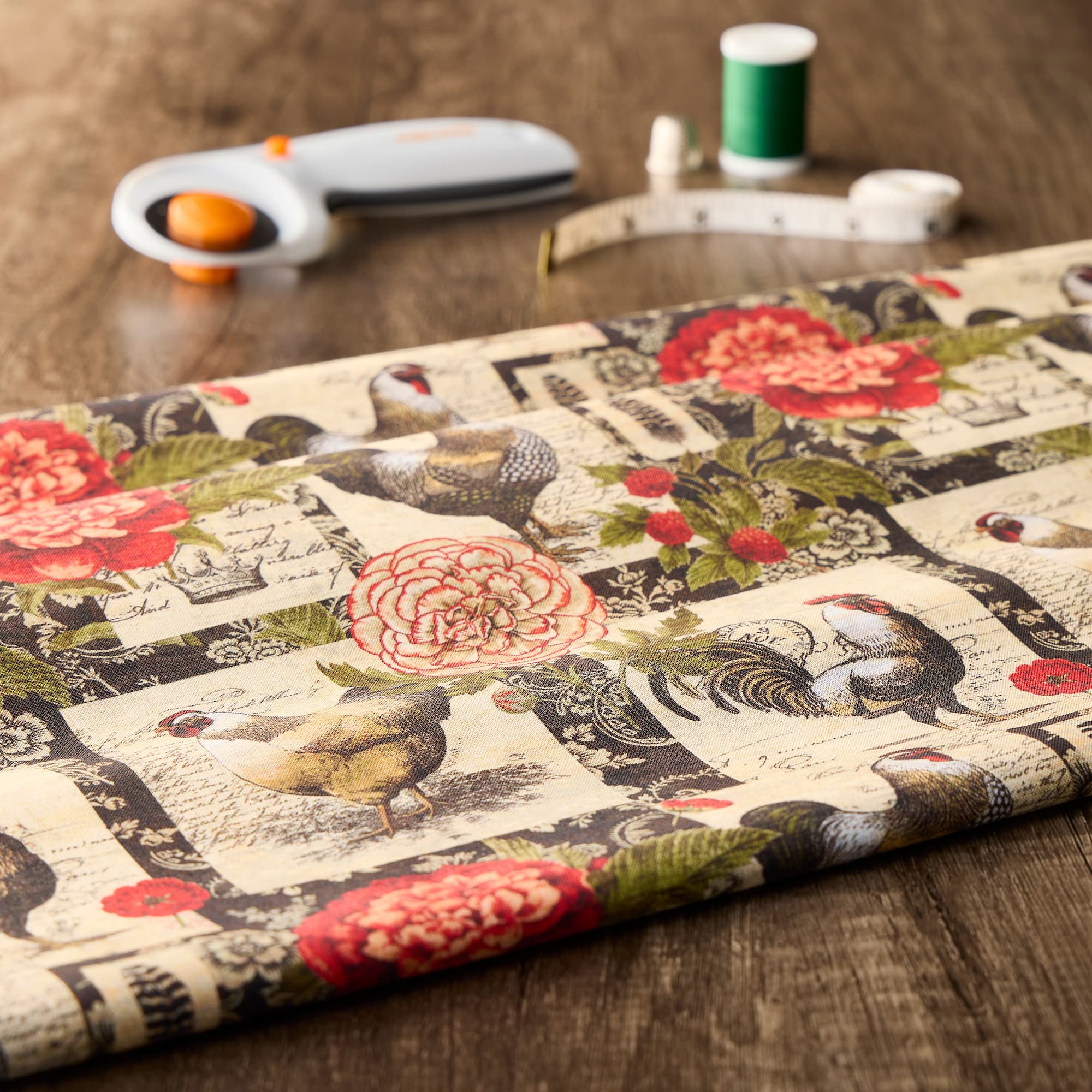 Springs Creative French Rooster Floral Cotton Fabric